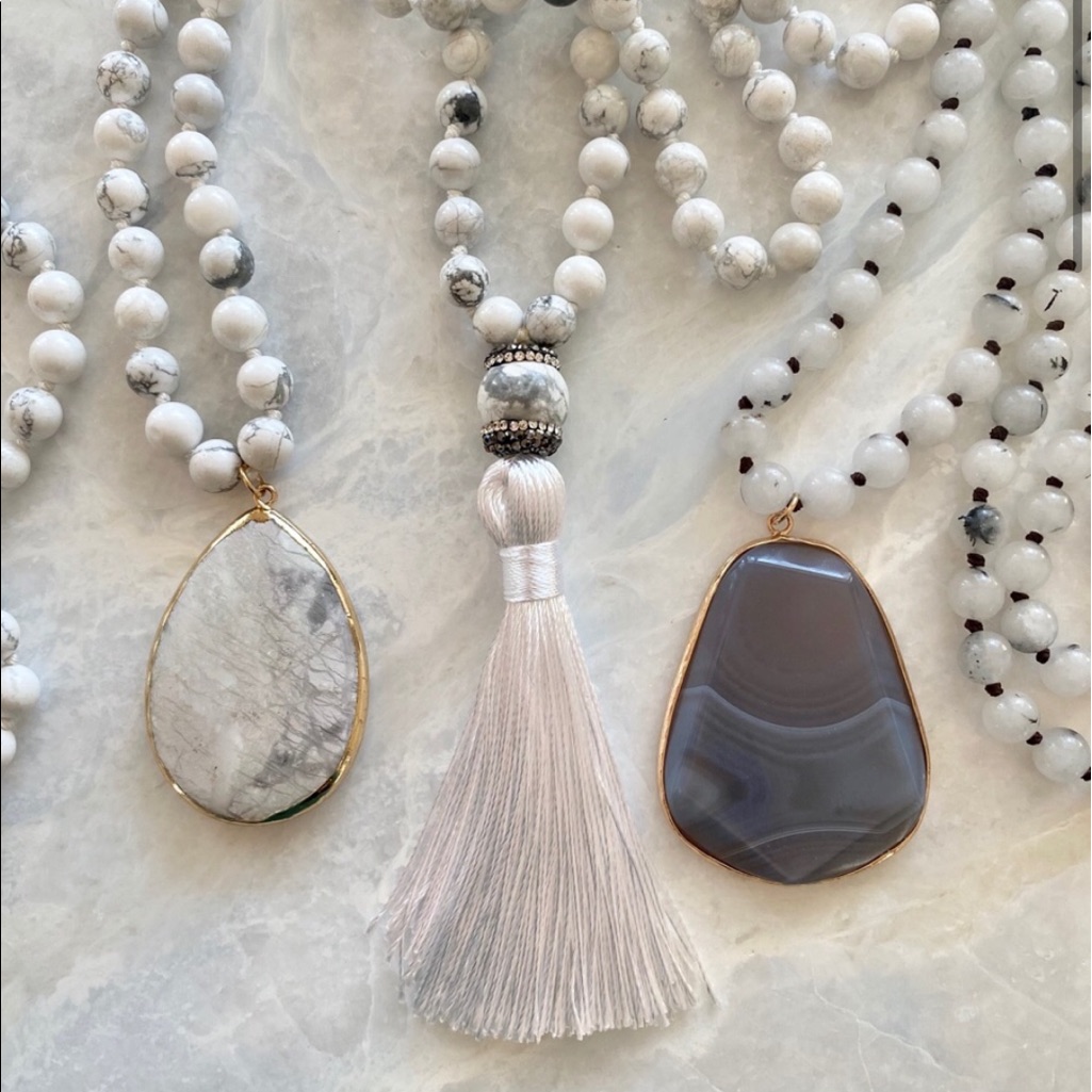 Long Boho Natural Stone Beaded Necklaces